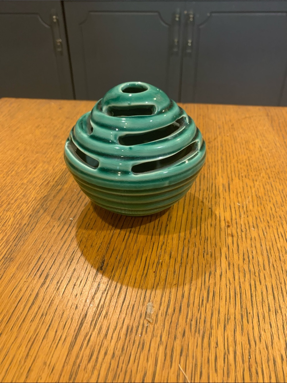 Teal Ceramic Layered Decorative Vase - Home Art